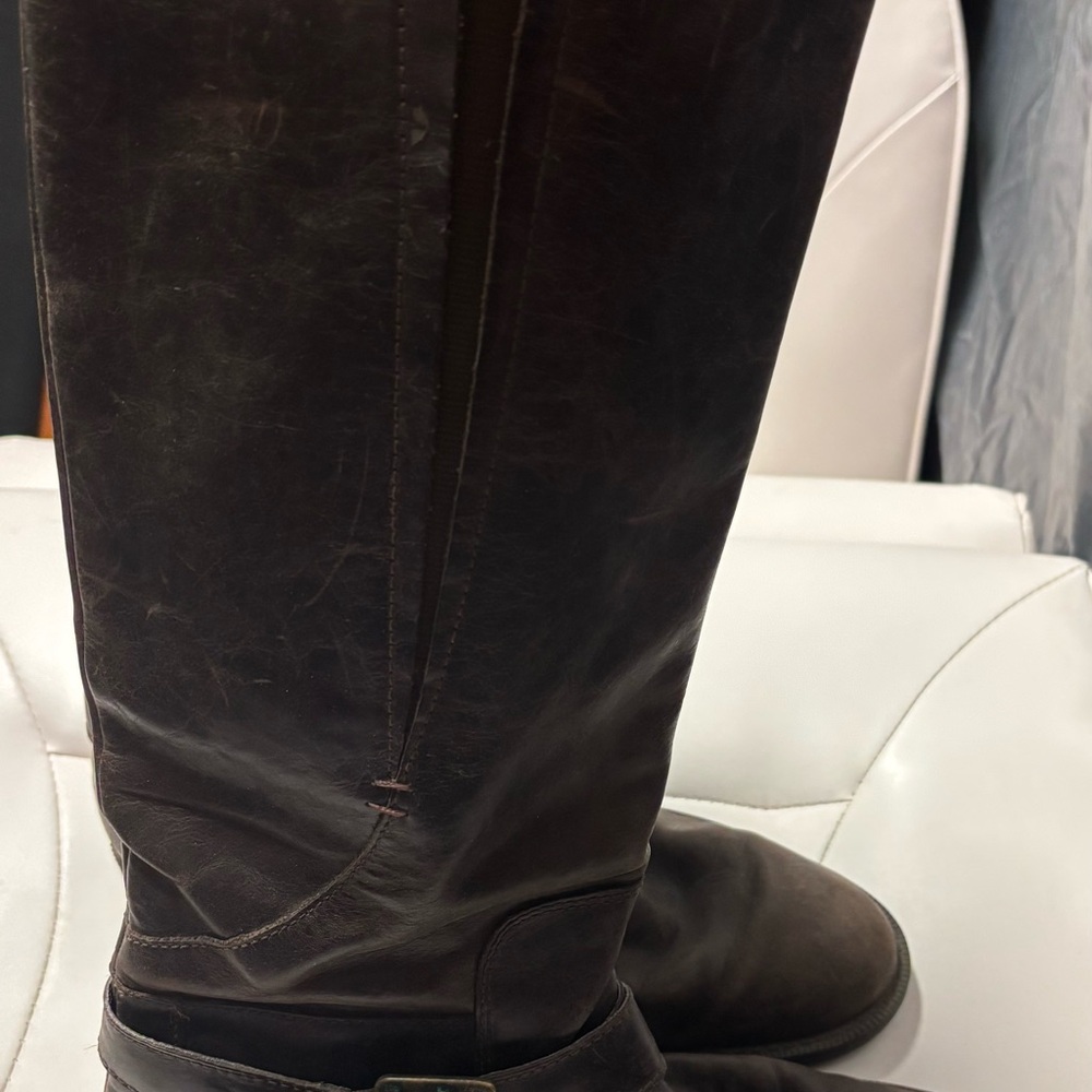 Brown Leather Enzo Angiolini Sporty Buckle Boots - Picture 3 of 4